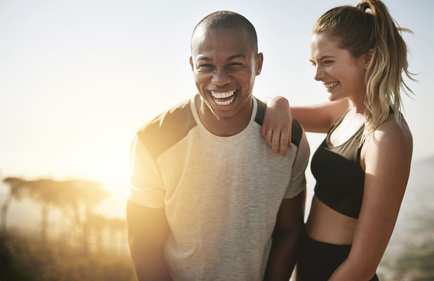 Man and woman smiling