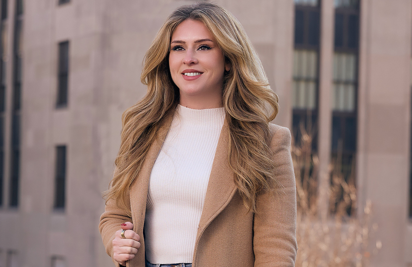Woman walking smiling