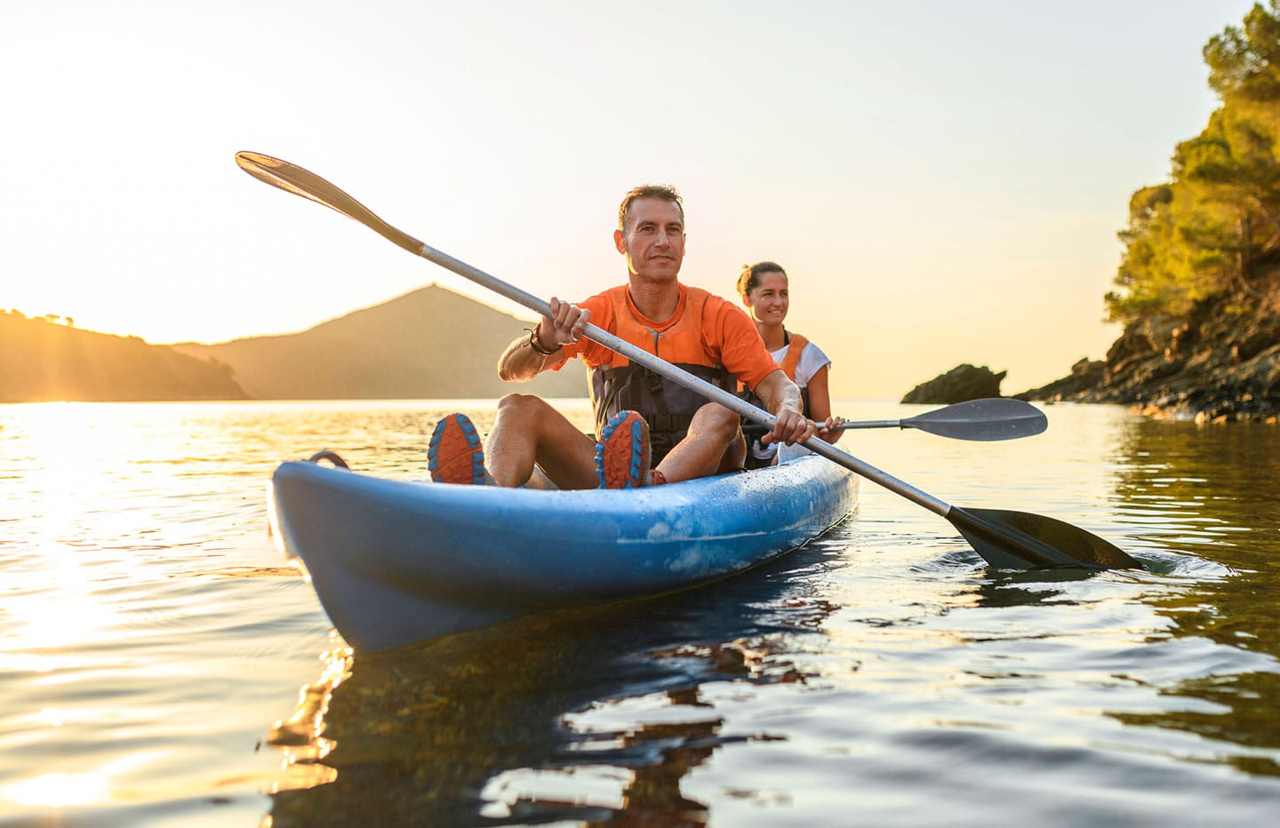 Man and woman kayaking